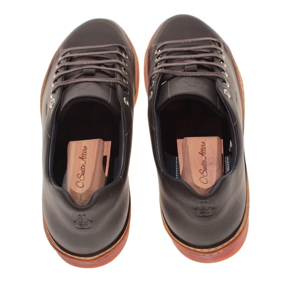 Di Bianco NWB Lace Up Sneakers Size 10 US in Dark Brown Made in Italy